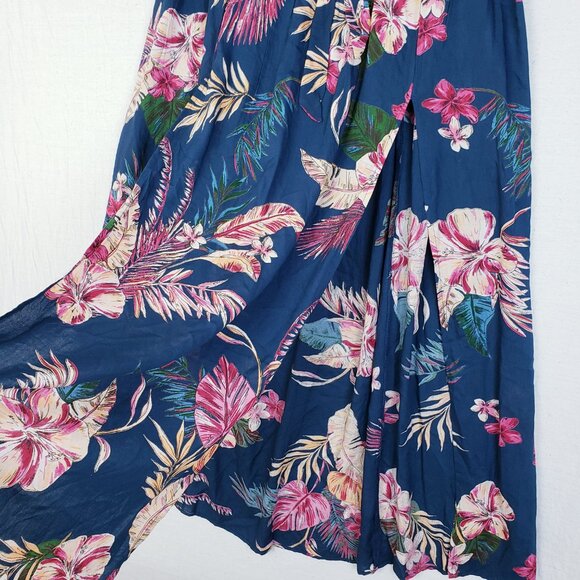 Patrons of Peace Maxi Skirt Tropical Floral Front Slits Tie Waist size M Resort - Picture 5 of 11